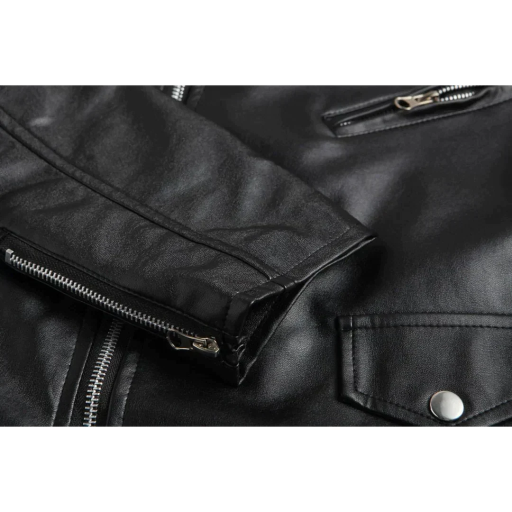 Men's Belted Asymmetric Zip Biker Jacket