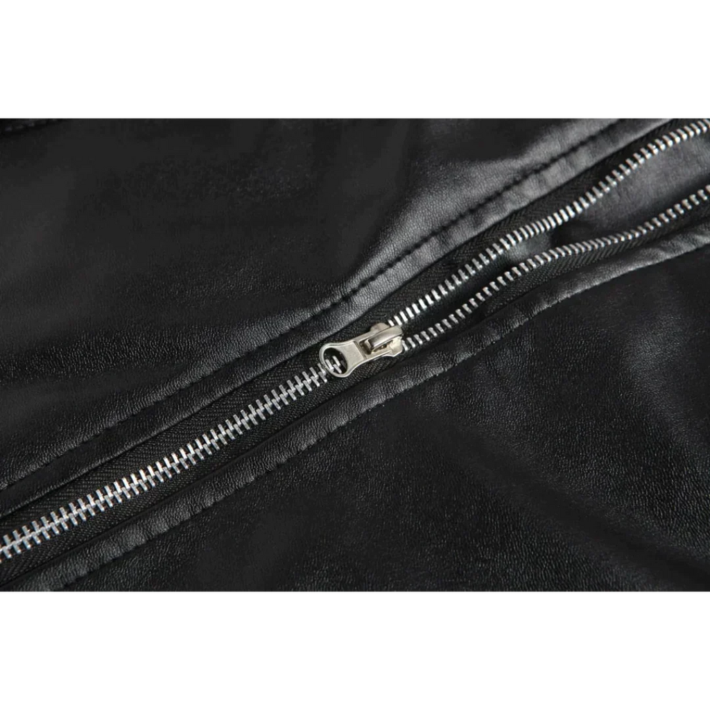 Men's Belted Asymmetric Zip Biker Jacket