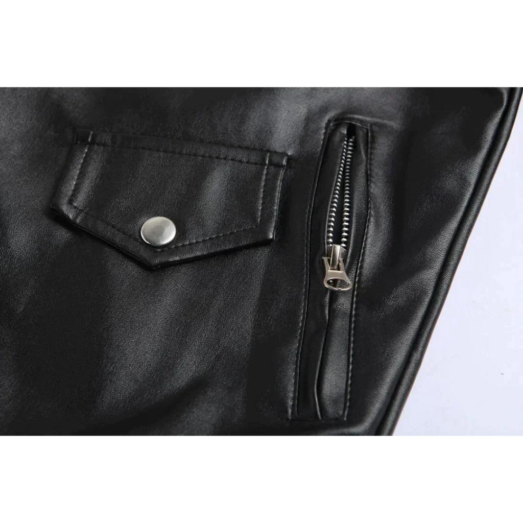 Men's Belted Asymmetric Zip Biker Jacket