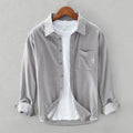 Men's Button Front Corduroy Shirt with Chest Pocket