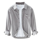 Men's Button Front Corduroy Shirt with Chest Pocket