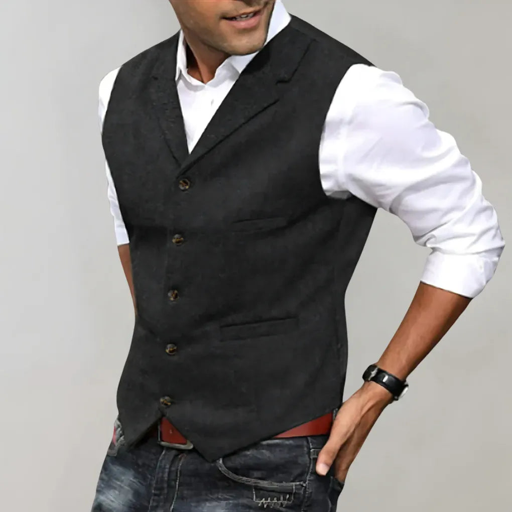 Men's Button Front Tailored Suit Vest