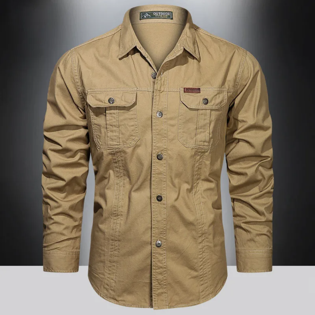 Men's Dual Flap Pocket Long Sleeve Cargo Shirt