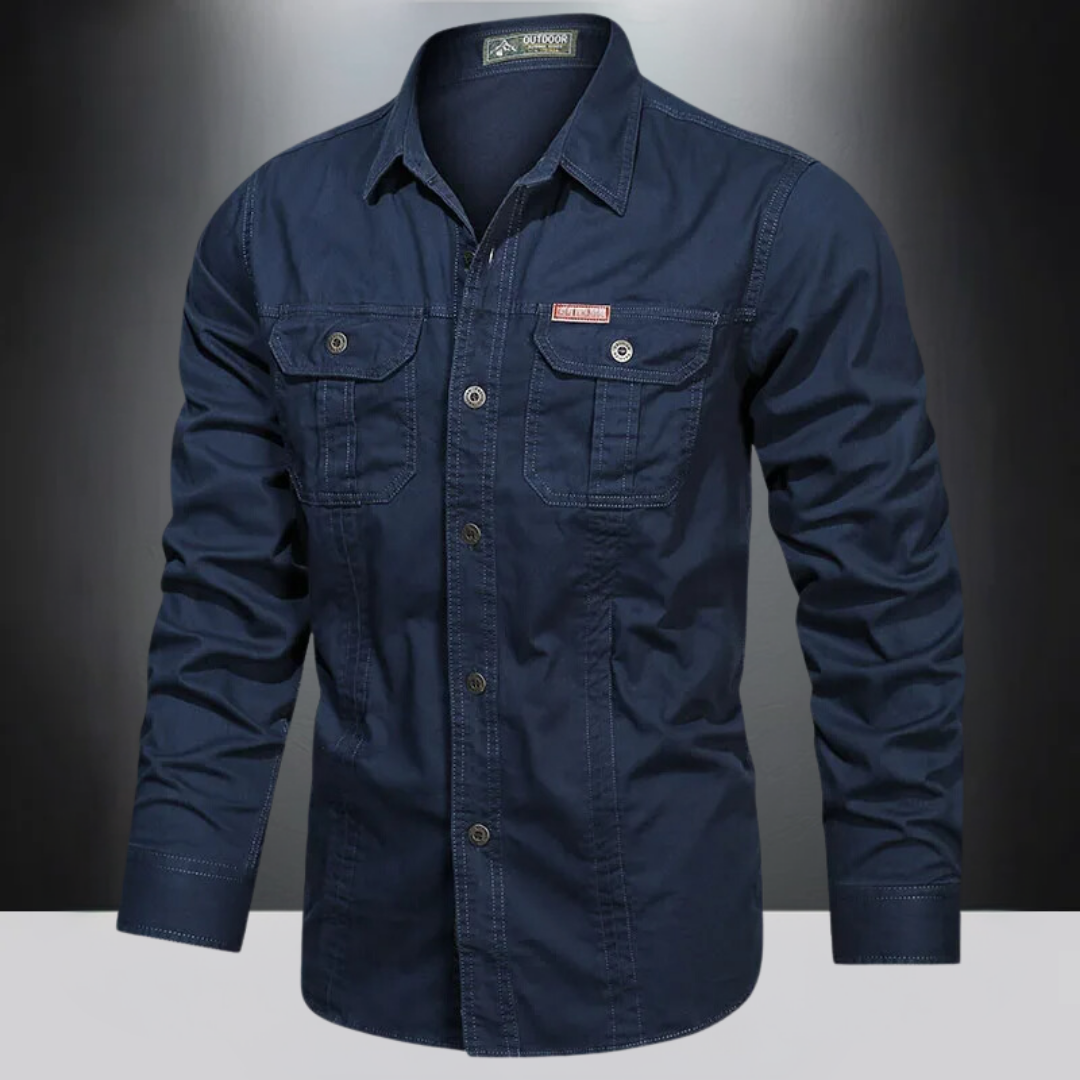 Men's Dual Flap Pocket Long Sleeve Cargo Shirt