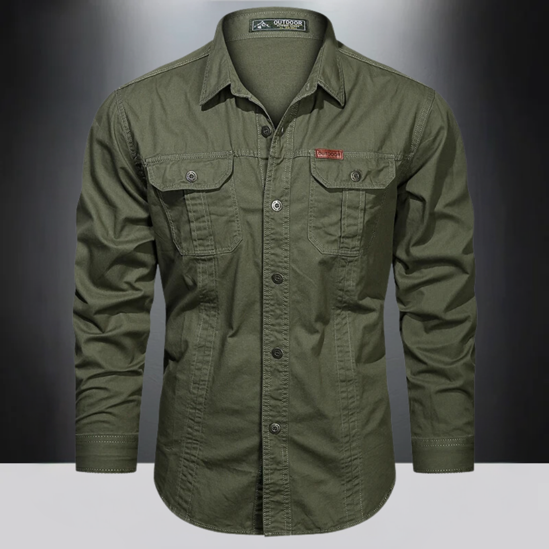 Men's Dual Flap Pocket Long Sleeve Cargo Shirt