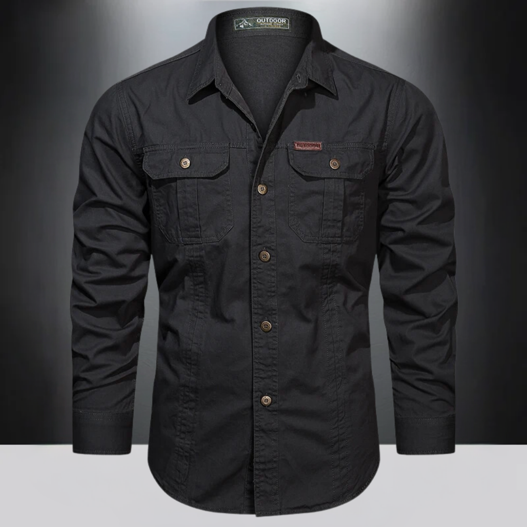 Men's Dual Flap Pocket Long Sleeve Cargo Shirt
