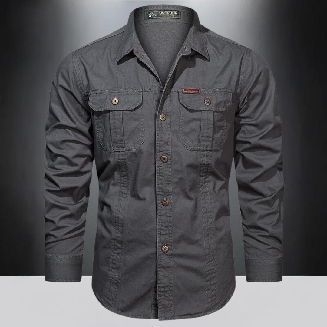 Men's Dual Flap Pocket Long Sleeve Cargo Shirt