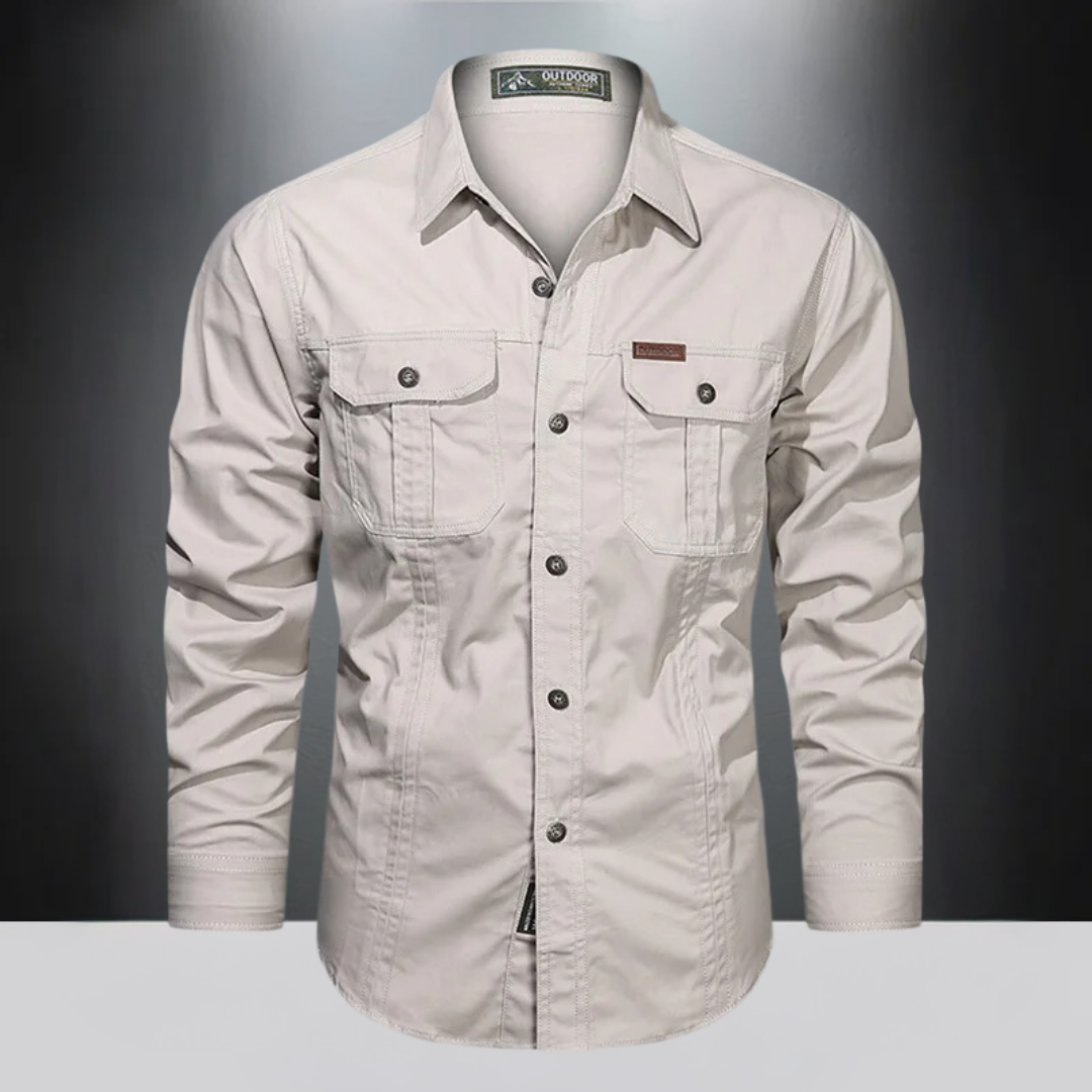 Men's Dual Flap Pocket Long Sleeve Cargo Shirt
