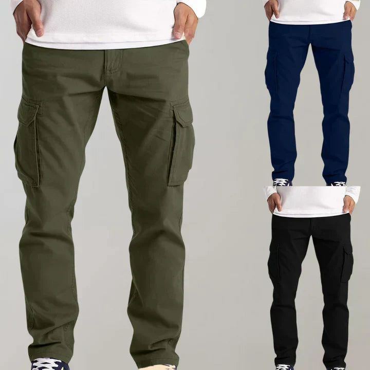 Men's Straight Leg Multi Pocket Cargo Trousers