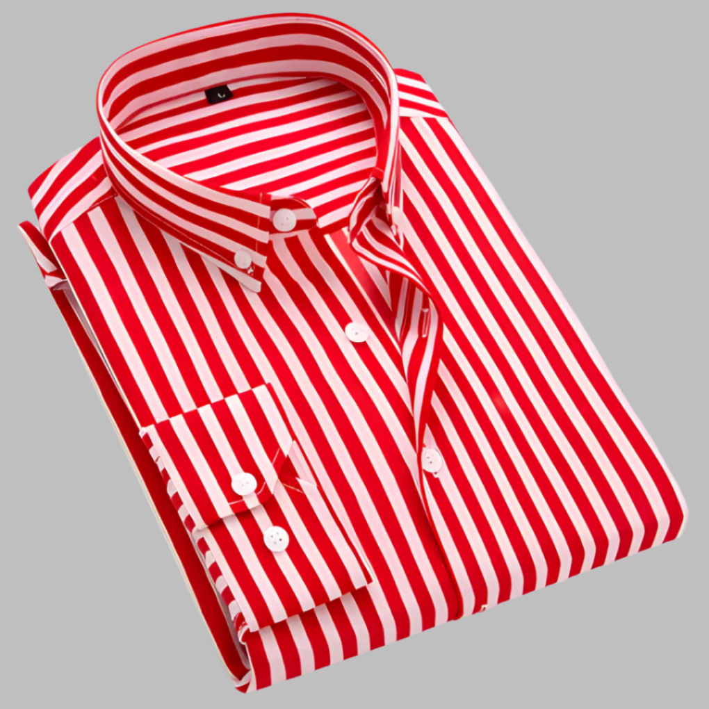 Men's Striped Button Front Collared Shirt