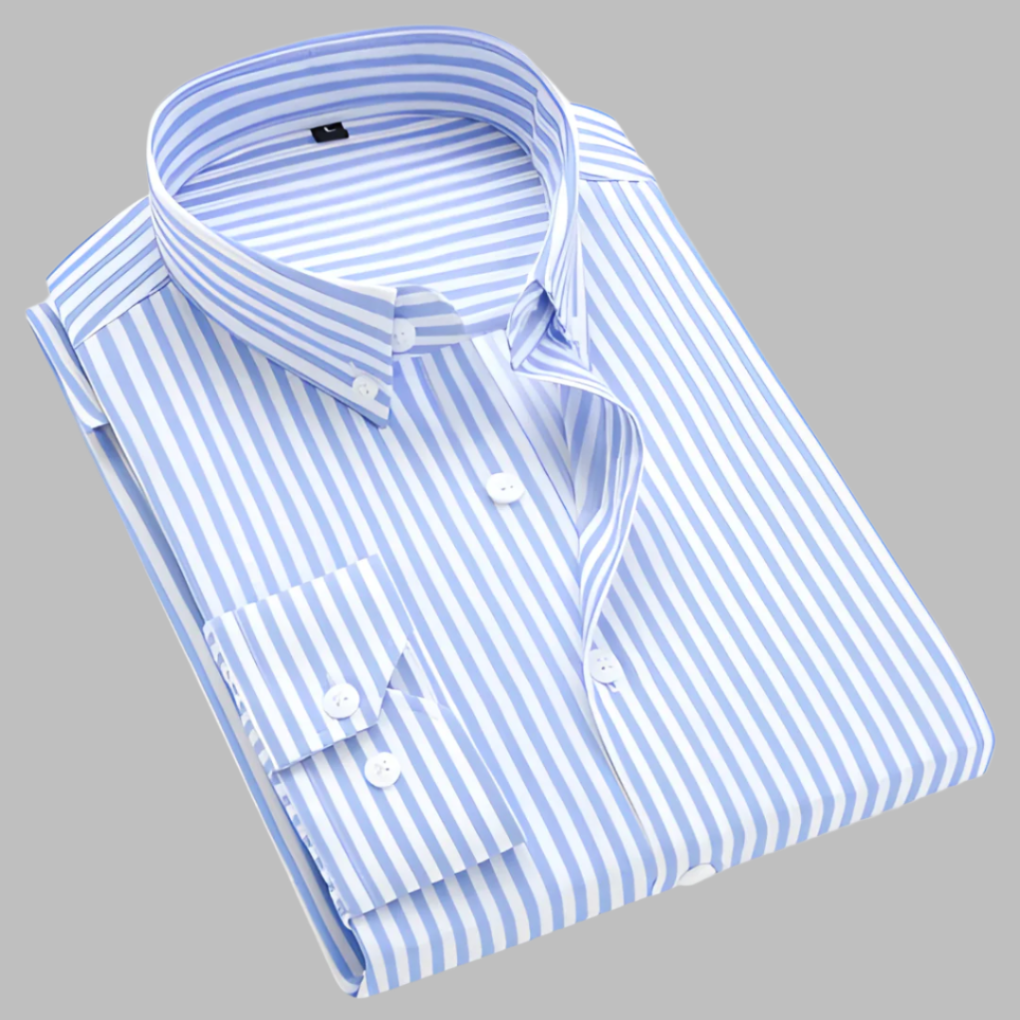 Men's Striped Button Front Collared Shirt