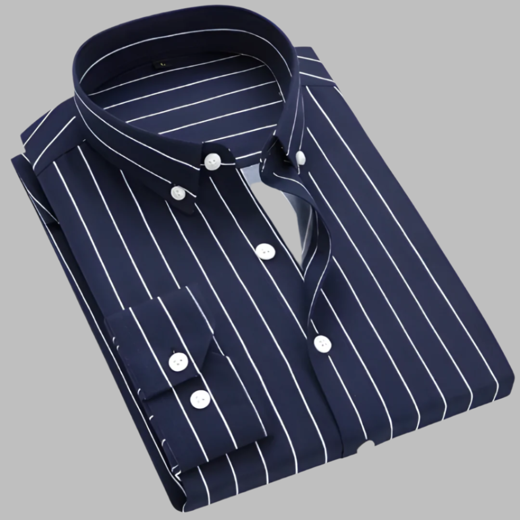Men's Striped Button Front Collared Shirt