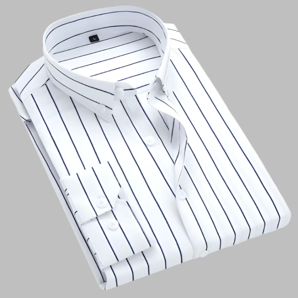 Men's Striped Button Front Collared Shirt