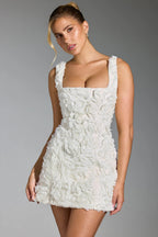 Rosette-Textured Square Neck Mini
