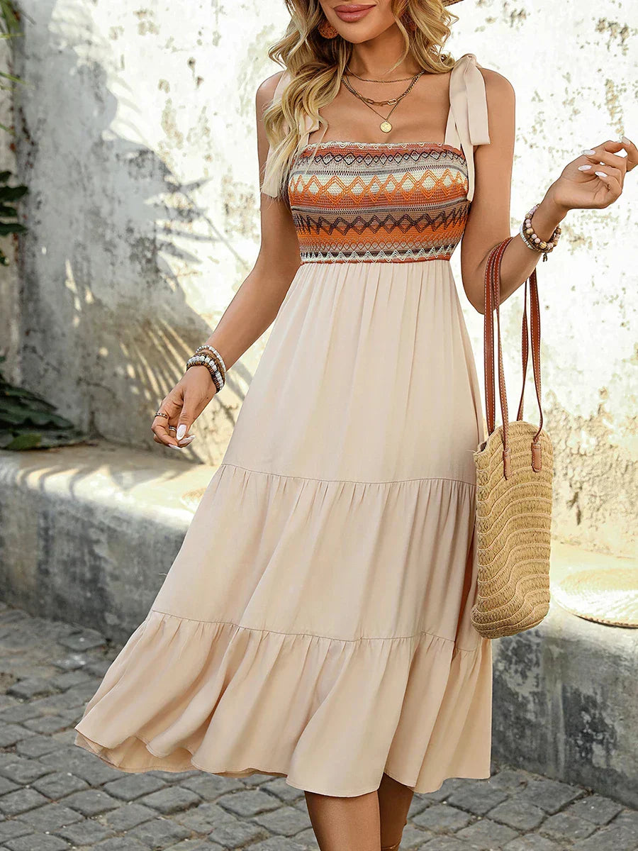 Smocked Aztec Bodice Sundress, Midi