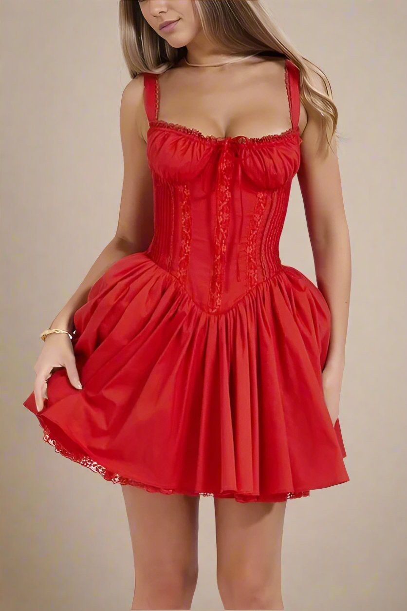 Lace-Trimmed Corset Mini with Back Lacing