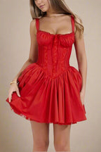Lace-Trimmed Corset Mini with Back Lacing