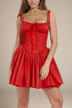 Lace-Trimmed Corset Mini with Back Lacing