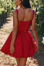 Lace-Trimmed Corset Mini with Back Lacing