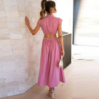 Side-Cutout Ruched Midi, Mock Neck