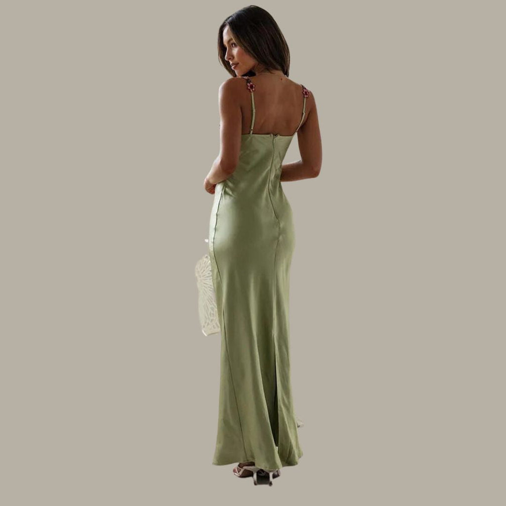 Embroidered Sweetheart Slip Maxi Dress