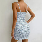 Ribbed Ditsy Floral Mini, Ruched Waist