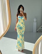 Ruched Floral Maxi on Spaghetti Straps