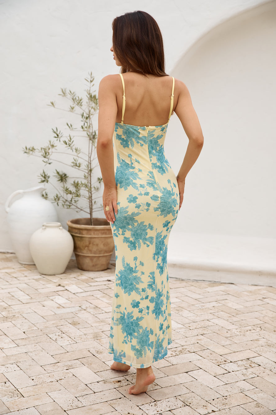 Ruched Floral Maxi on Spaghetti Straps