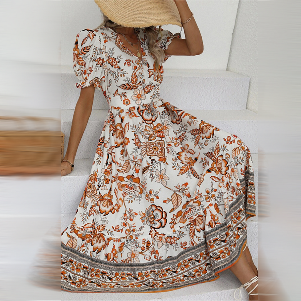 Botanical Print Midi with Side Slit