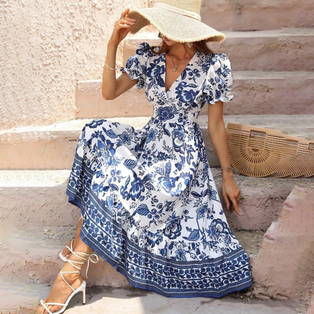 Botanical Print Midi with Side Slit