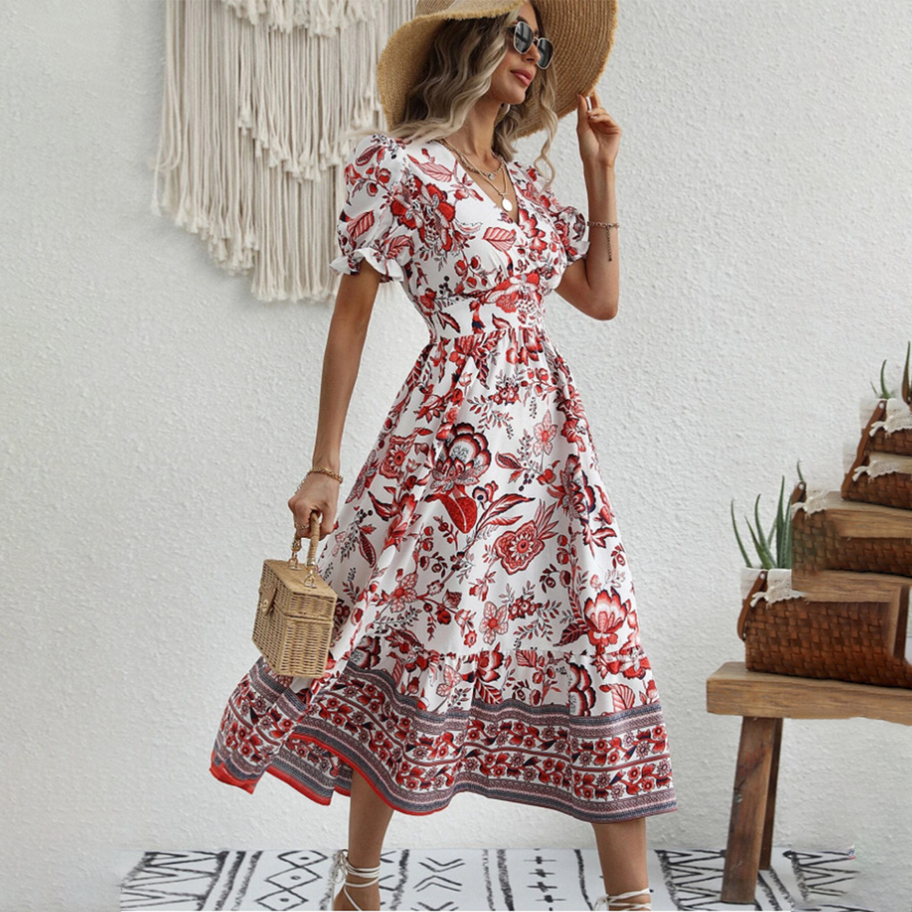 Botanical Print Midi with Side Slit