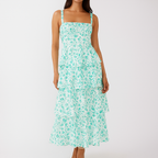 Three-Tier Floral Maxi, Square Neck