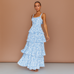 Three-Tier Floral Maxi, Square Neck