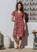 Floral Empire-Waist Midi Sundress with Pockets