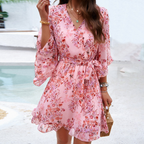Wrap-Front Floral Mini with Ruffle Hem