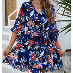 Wrap-Front Floral Mini with Ruffle Hem