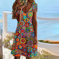 Concentric Circle Print A-Line Mini
