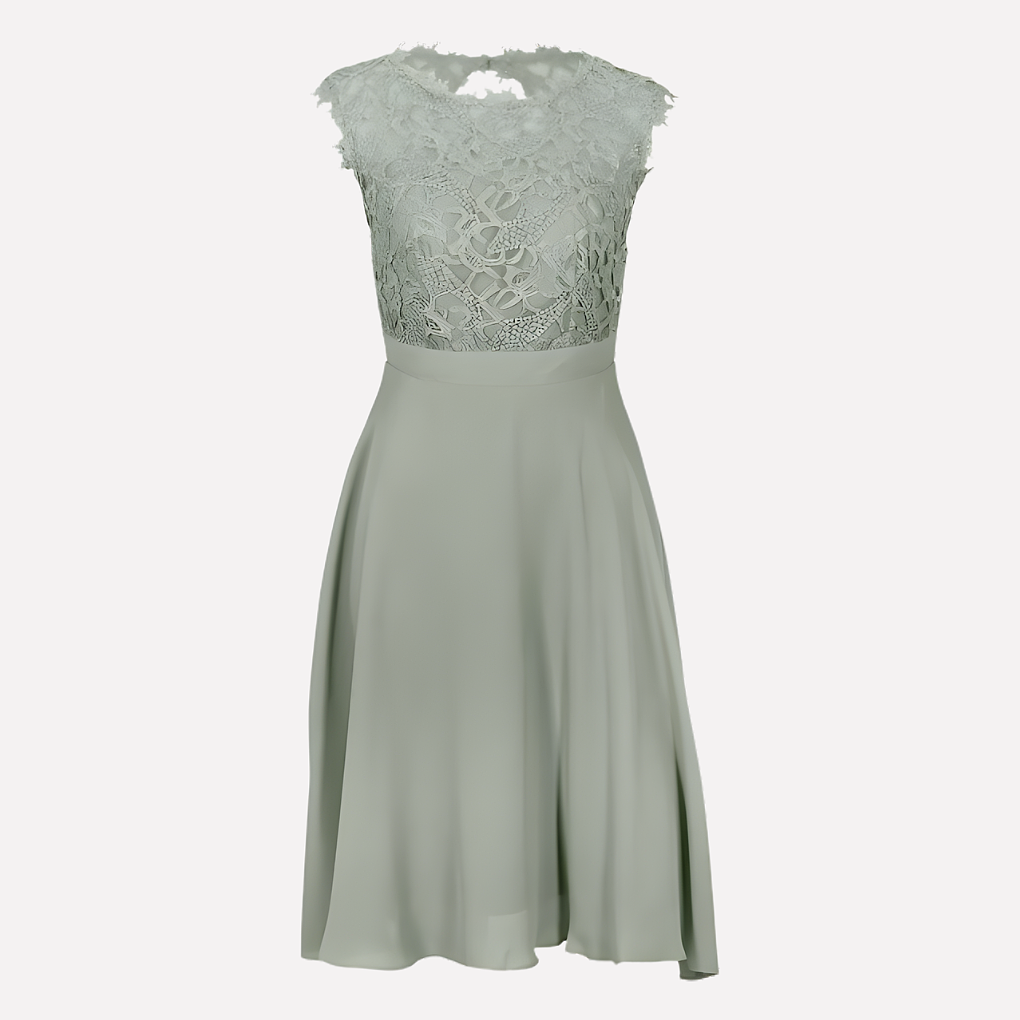 Floral Lace Bodice Midi with Keyhole Back