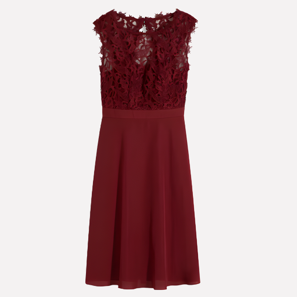 Floral Lace Bodice Midi with Keyhole Back