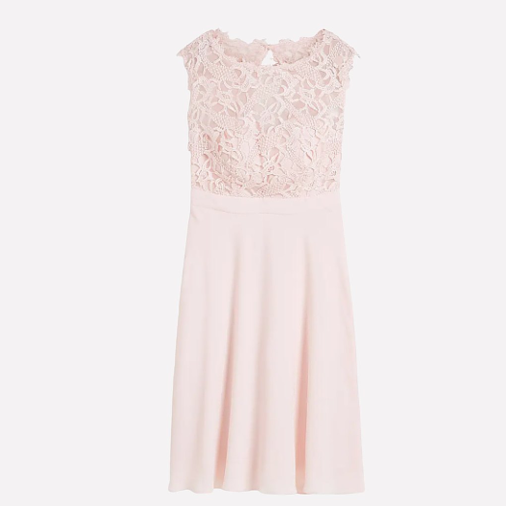 Floral Lace Bodice Midi with Keyhole Back