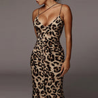 Leopard Bodycon Midi, Crossover Straps