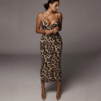 Leopard Bodycon Midi, Crossover Straps