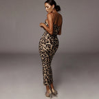 Leopard Bodycon Midi, Crossover Straps