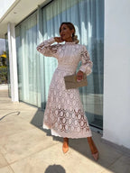 Scalloped Lace Midi with Long Sleeves
