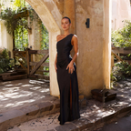 One-Shoulder Satin Maxi with Front Slit