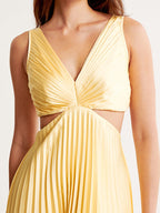 Pleated Maxi with Cutout Waist