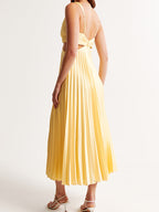 Pleated Maxi with Cutout Waist