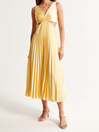 Pleated Maxi with Cutout Waist