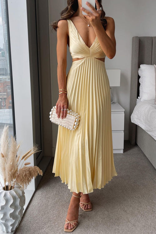 Pleated Maxi with Cutout Waist