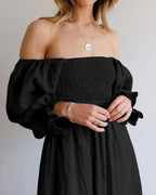 Twist-Front Boho Midi with Puff Sleeves